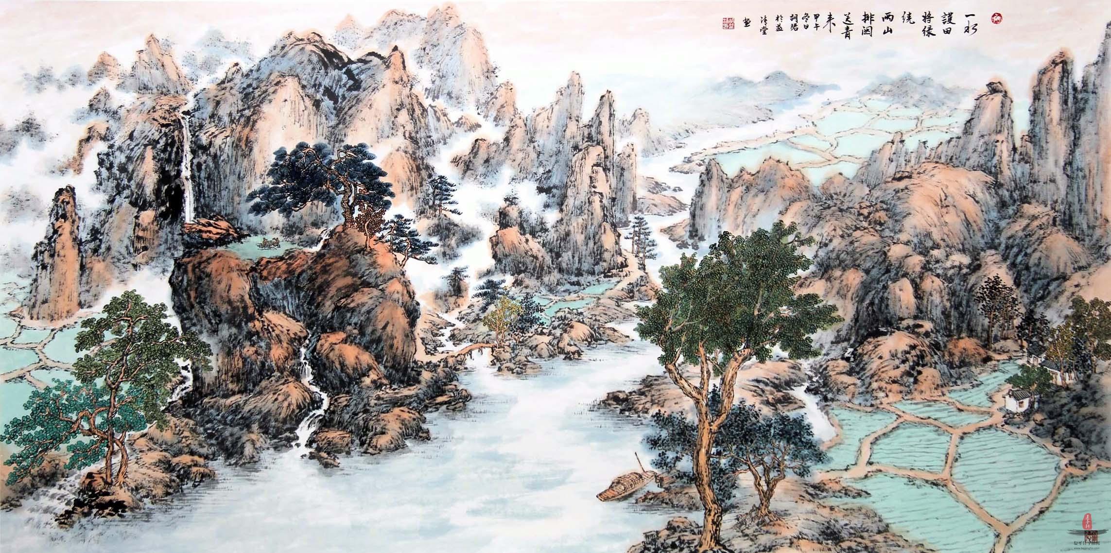 胡珺山水画《送青图》